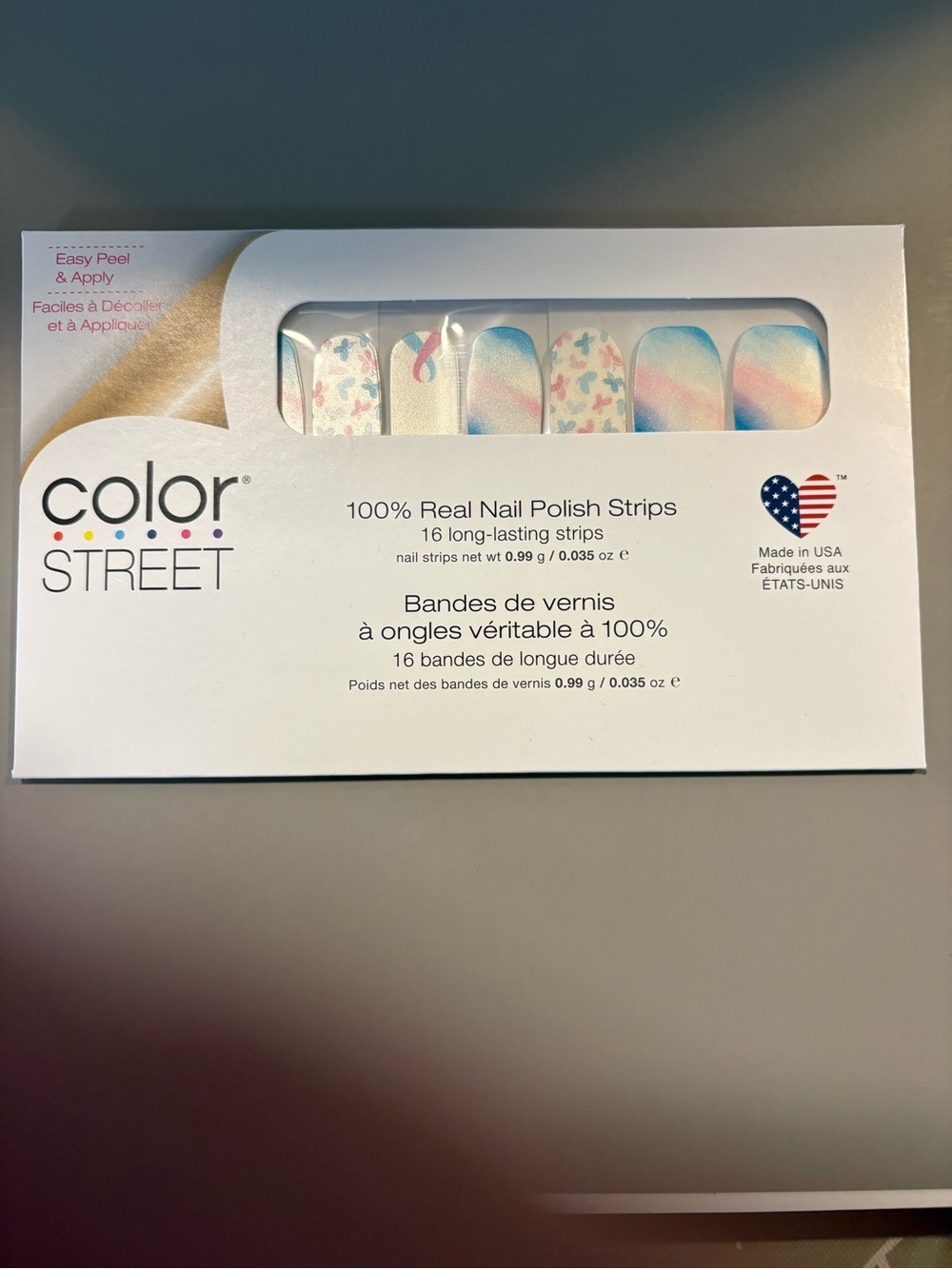 Color Street Pastel Pink & Blue Butterfly Nail Strips